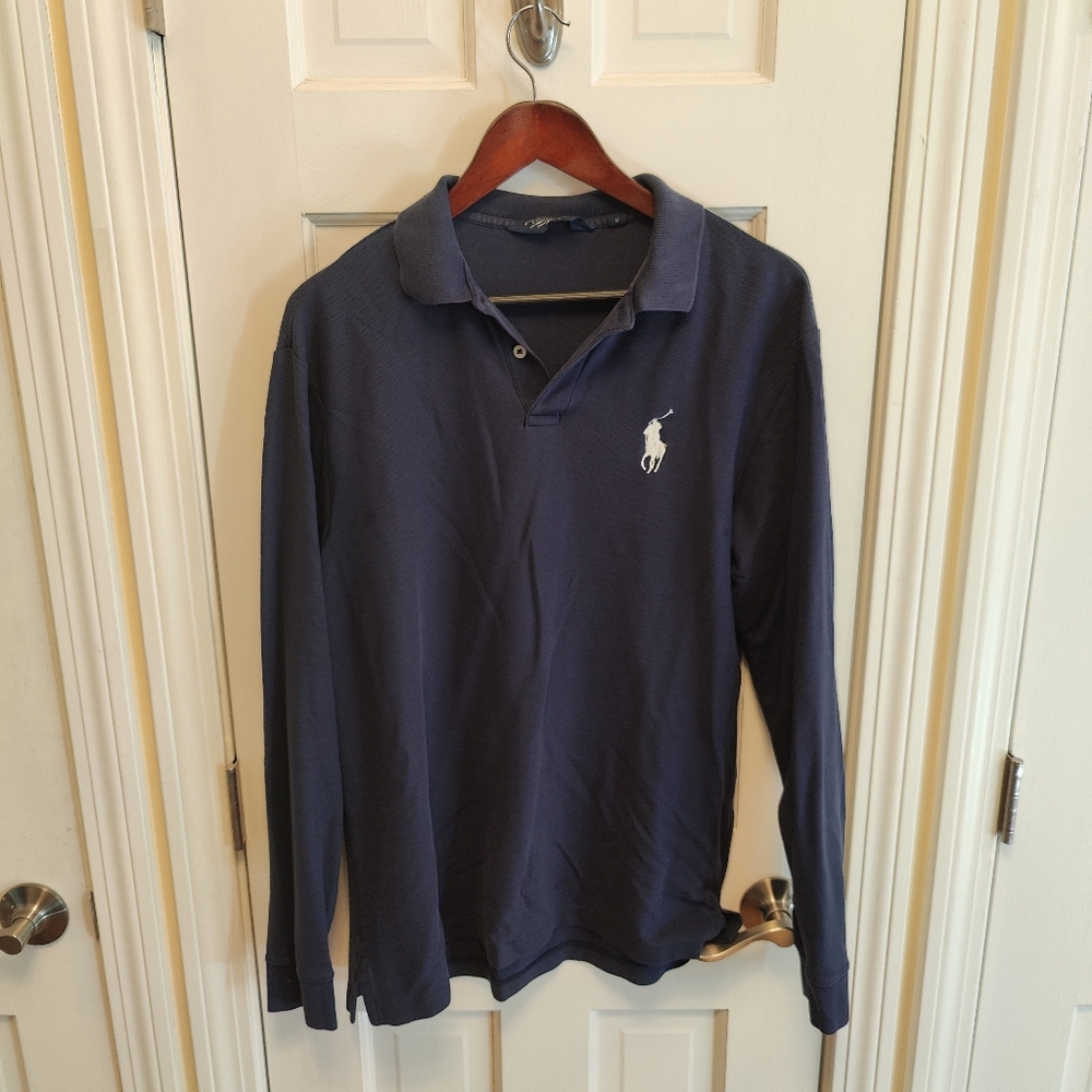 Men's polo golf long sleeve Large